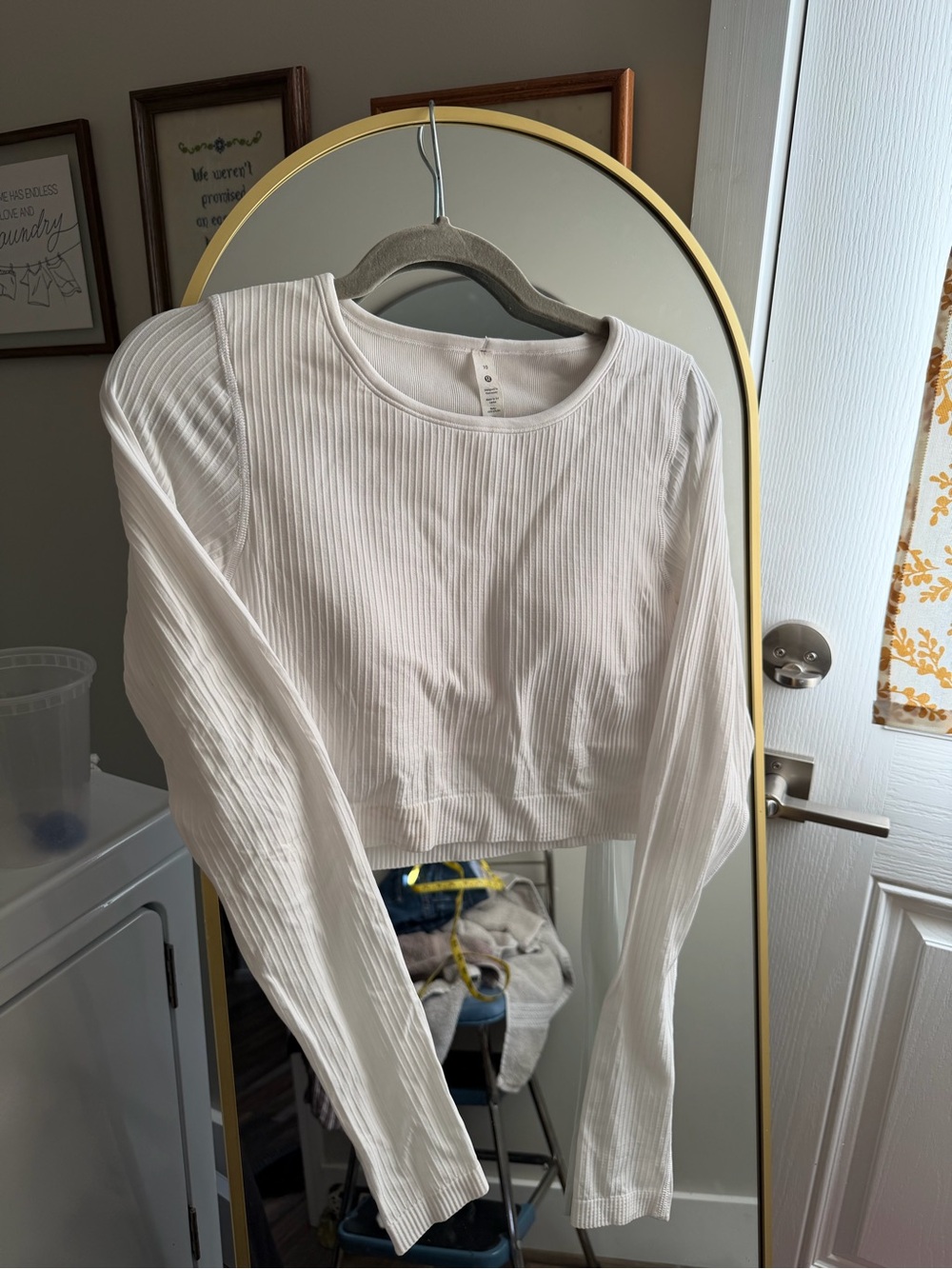 lululemon athletica Ribbed Long-Sleeve Crop Top - White
